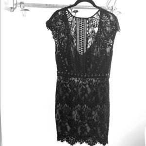 Above the knees black lace dress